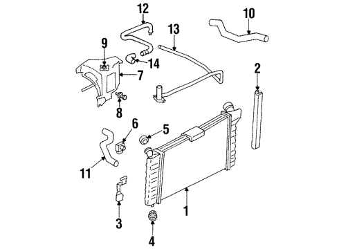 2000 Pontiac Grand Prix Radiator & Components Diagram