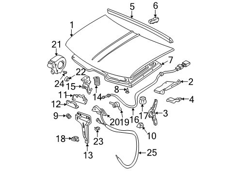 1997 GMC C1500 Hood & Components Diagram