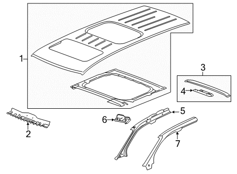2008 GMC Acadia Roof & Components Diagram