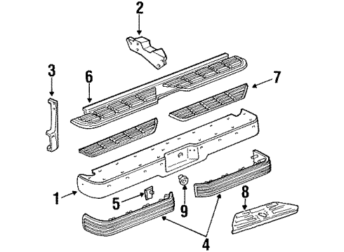 1994 Chevy C2500 Face Bar, Rear Diagram for 15025375