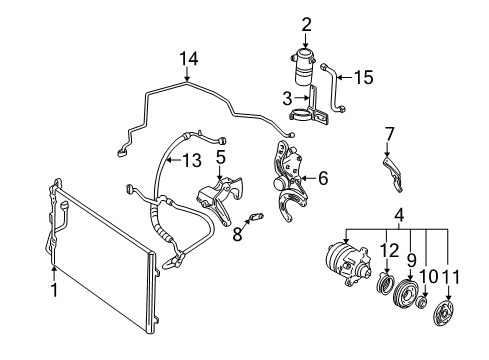 2002 Chevy Cavalier A/C Condenser, Compressor & Lines Diagram