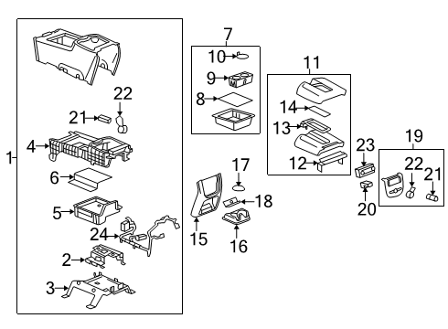 2013 Chevy Silverado 1500 Console Assembly, Titanium, Front Diagram for 20943733