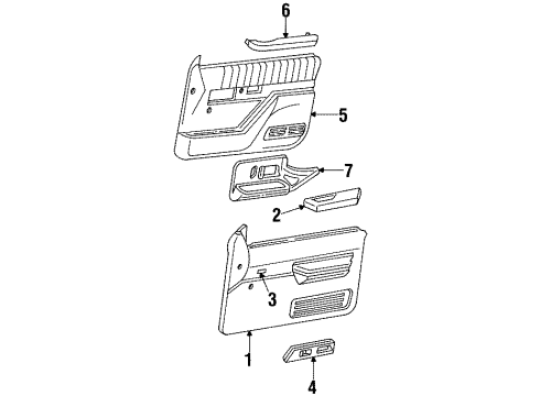 1997 GMC C2500 Suburban Interior Trim - Front Door Diagram