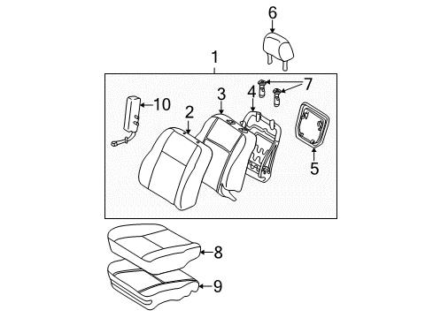 2008 Pontiac Vibe Seat Cushion Pad Diagram for 88973893