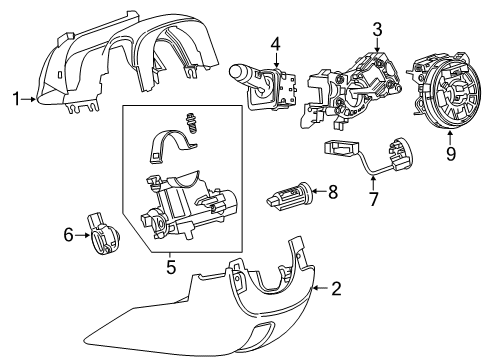 2019 Chevy Silverado 1500 LD Shroud, Switches & Levers Diagram