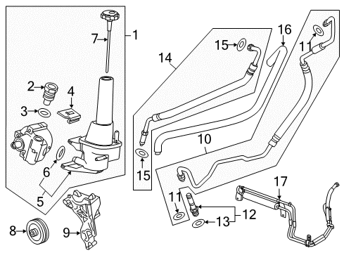 2016 GMC Sierra 2500 HD P/S Pump & Hoses, Steering Gear & Linkage Diagram