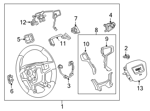 2018 GMC Acadia Steering Wheel, Gray Diagram for 85109698