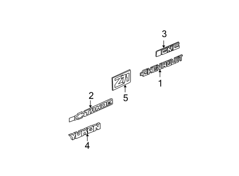 2002 GMC Yukon Exterior Trim - Lift Gate Diagram
