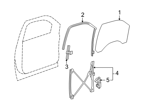 2013 Chevy Avalanche Front Door - Glass & Hardware Diagram