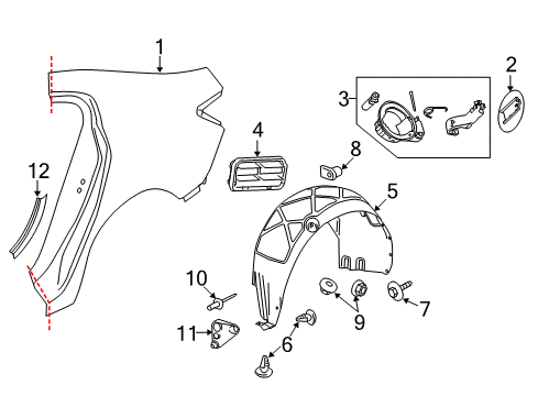 2016 Buick LaCrosse Quarter Panel & Components, Exterior Trim Diagram