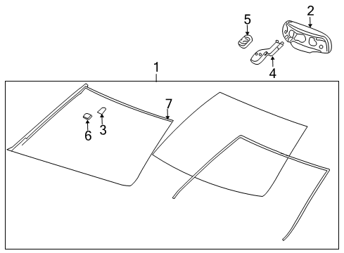2010 Cadillac CTS Windshield Glass, Reveal Moldings Diagram