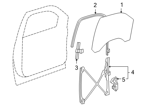 2012 GMC Yukon Front Door - Glass & Hardware Diagram