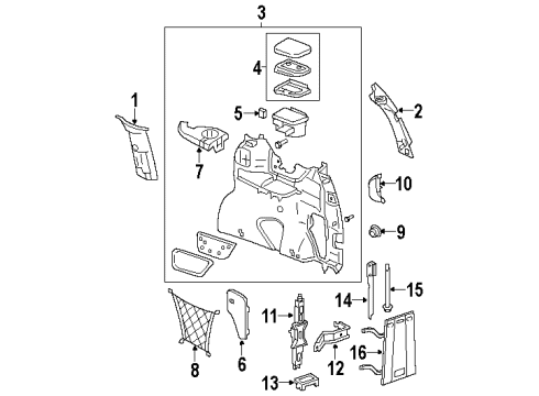 1997 Oldsmobile Silhouette Cup Holder, Rear Passenger Side Diagram for 10279261