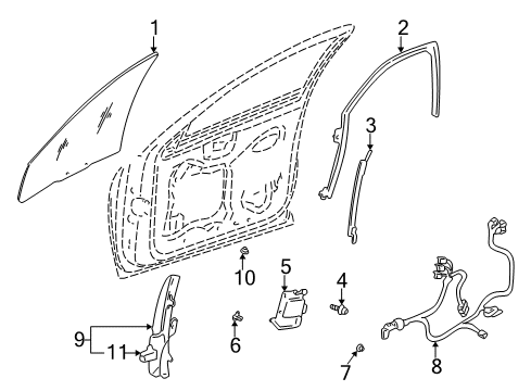 2000 Buick LeSabre Front Door - Glass & Hardware Diagram