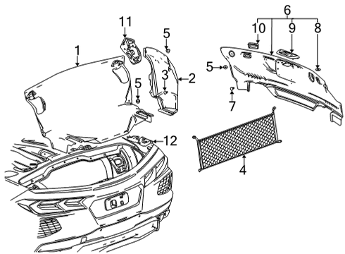 2022 Chevy Corvette Cargo Net, Rear Diagram for 84544502
