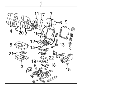 2006 GMC Yukon XL 1500 Seat Back Cover Diagram for 88943287