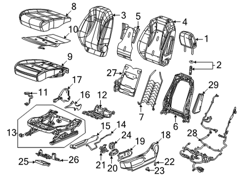 2022 Buick Envision Driver Seat Components Diagram