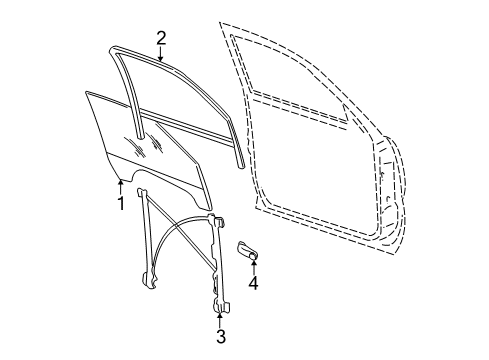 2006 Cadillac Escalade ESV Front Door - Glass & Hardware Diagram