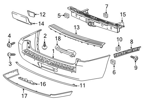 2017 Cadillac Escalade ESV Bumper Cover, Rear Upper Diagram for 84399430