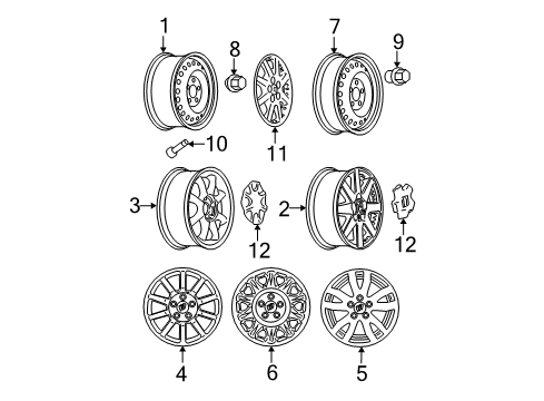2002 Buick Rendezvous Wheels, Covers & Trim Diagram