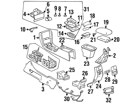 2000 Cadillac Eldorado Console Base Diagram for 12480731