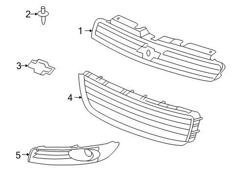 2012 Chevy Impala Grille & Components Diagram