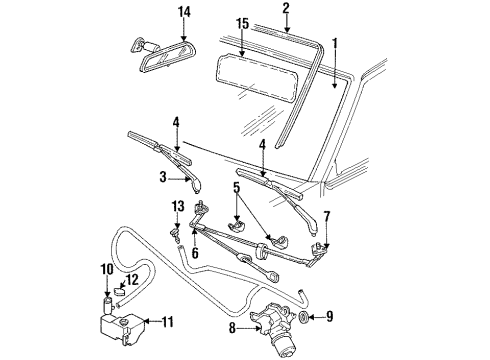 1986 Oldsmobile Cutlass Ciera Windshield Glass, Wiper & Washer Components, Mirrors & Visors Diagram