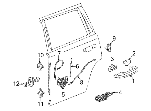 2017 Chevy Suburban Rear Door - Lock & Hardware Diagram