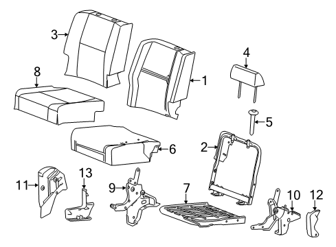 2014 GMC Sierra 3500 HD Rear Seat Components Diagram