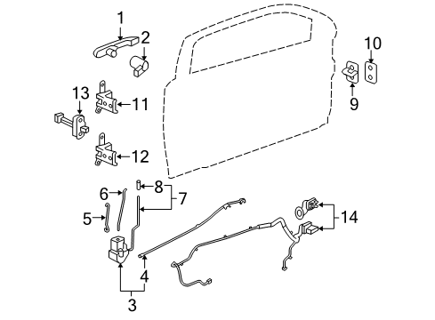 2008 Chevy Cobalt Front Door - Lock & Hardware Diagram