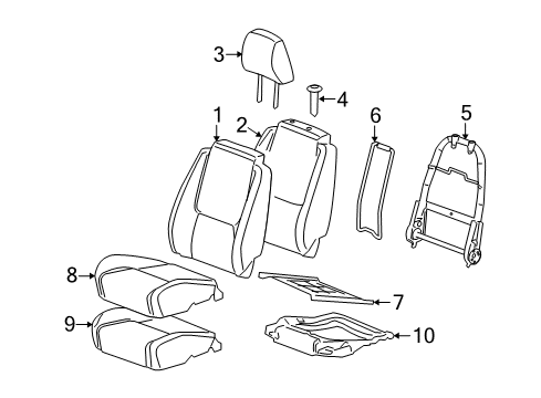 2009 Pontiac Torrent Seat Back Pad, Driver Side Diagram for 19151352
