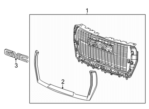 2022 GMC Yukon Grille & Components Diagram 2 - Thumbnail