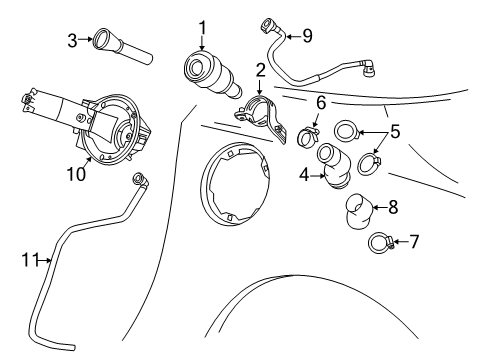 2017 Chevy Corvette Filler Hose Strap Diagram for 11509086