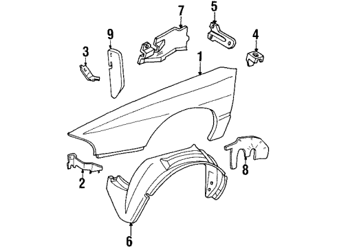 1997 Pontiac Bonneville Fender Liner, Front Inner Passenger Side Diagram for 25657844