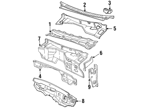 1993 GMC K2500 Cab Cowl Diagram