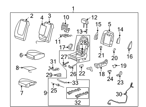 2012 Chevy Malibu Driver Seat Components Diagram