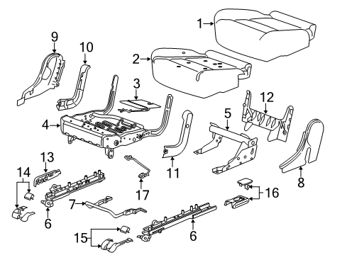 2017 Cadillac XT5 Rear Seat Components Diagram 2 - Thumbnail