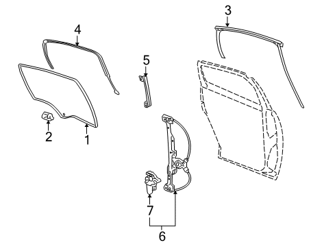 2007 Buick LaCrosse Rear Door - Glass & Hardware Diagram