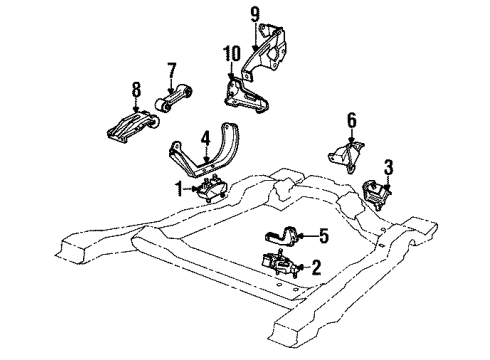1987 Pontiac 6000 Engine & Trans Mounting Diagram 2 - Thumbnail