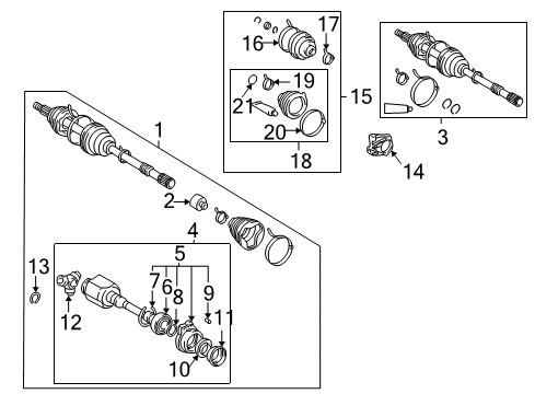 2003 Pontiac Vibe Outer CV Joint Diagram for 88972718