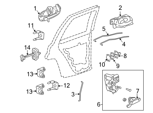 2009 GMC Envoy Rear Door - Lock & Hardware Diagram