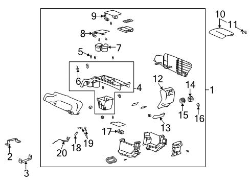 2004 Buick Park Avenue Console Assembly Diagram for 89039794