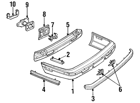 1991 Buick Riviera Bumper Cover, Rear Diagram for 1644510