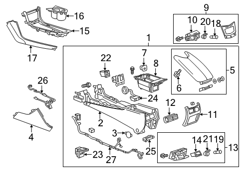 2019 Cadillac ATS Console Assembly, Front Diagram for 84302078