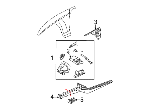 2003 Cadillac CTS Structural Components & Rails Diagram