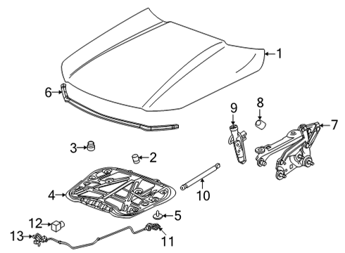 2020 Cadillac CT4 Lift Cylinder Diagram for 84831898