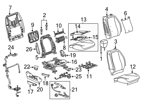 2010 Chevy Equinox Passenger Seat Components Diagram