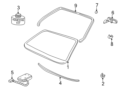 2000 Buick LeSabre Windshield Glass, Reveal Moldings Diagram