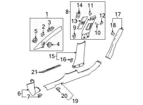 2011 Buick LaCrosse Interior Trim - Pillars, Rocker & Floor Diagram