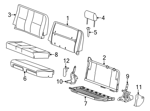 2011 GMC Sierra 3500 HD Rear Seat Components Diagram 7 - Thumbnail